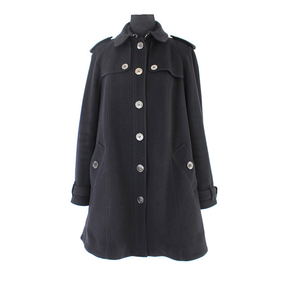 Burberry London Black Wool Single Breasted Long Collared Coat 10 Button Jacket 8